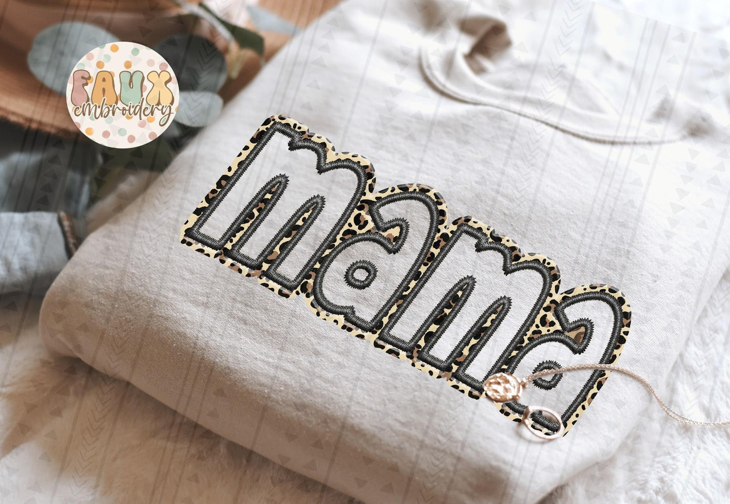 Mama Faux Embroidery Tee